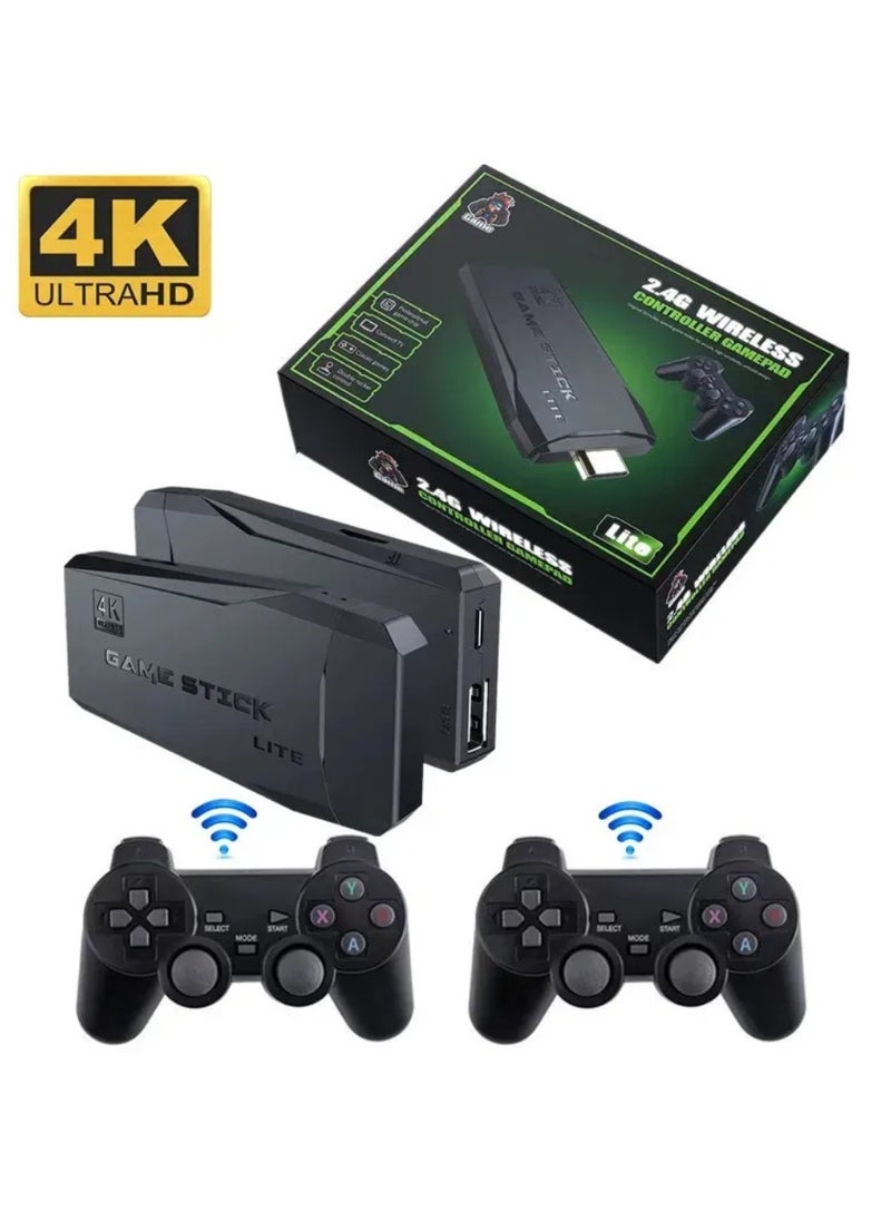 Wireless Retro Game Console Plug And Play Video Game Stick Built In 10000+ Games, 9 Classic Emulators 4K High Definition HDMI Output For Tv With Dual 2.4G Wireless Controllers With 64GB Memory Card
