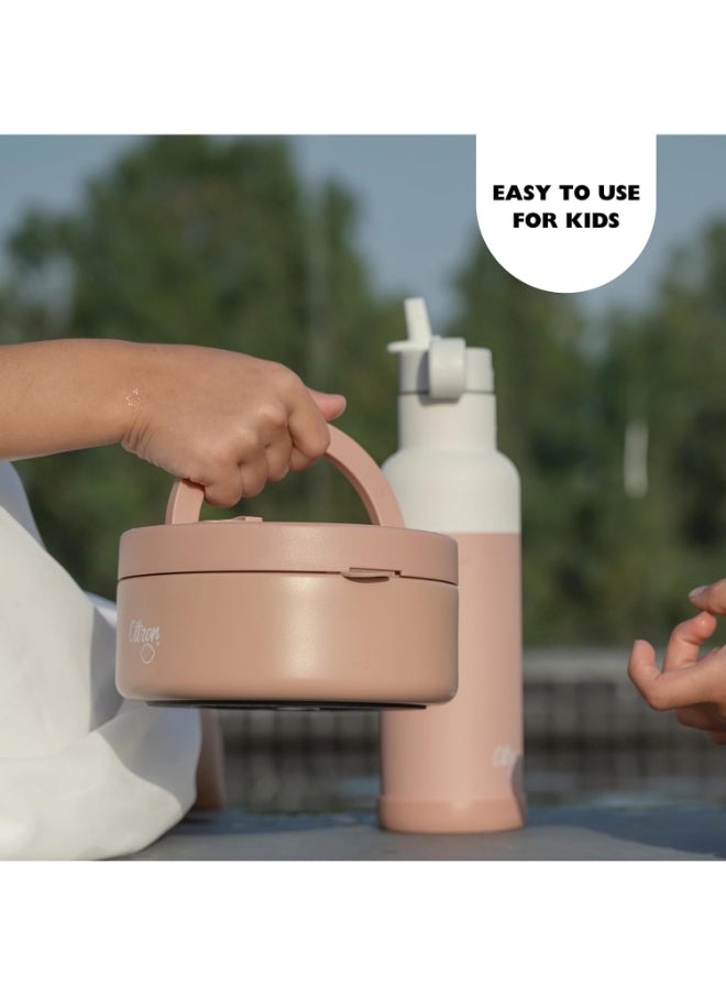 Vacuum Insulated Food Jar For Kids And Adults, Bpa Free Food Thermos, Travel Hot Food Container, 400 Ml - Blush Pink