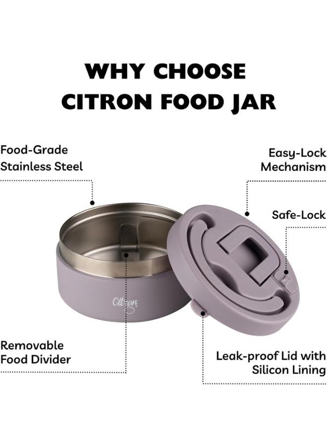 Vacuum Insulated Food Jar For Kids And Adults, Bpa Free Food Thermos, Travel Hot Food Container - 400 Ml Purple