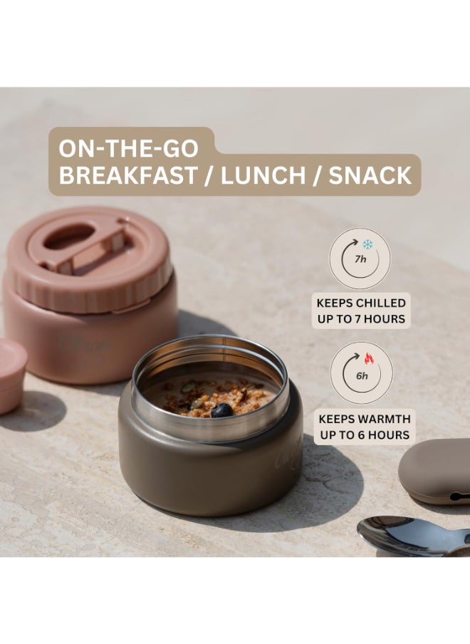 Vacuum Insulated Food Jar For Kids And Adults, Bpa Free Food Thermos, Travel Hot Food Container - 250 Ml Dusty Blue