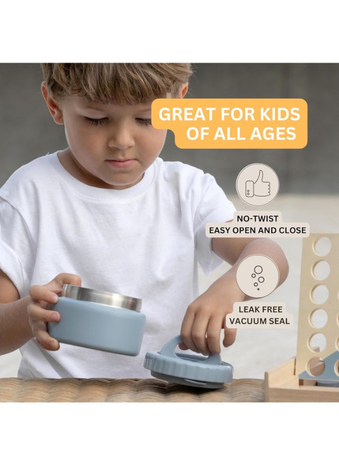 Vacuum Insulated Food Jar For Kids And Adults, Bpa Free Food Thermos, Travel Hot Food Container - 250 Ml Dusty Blue