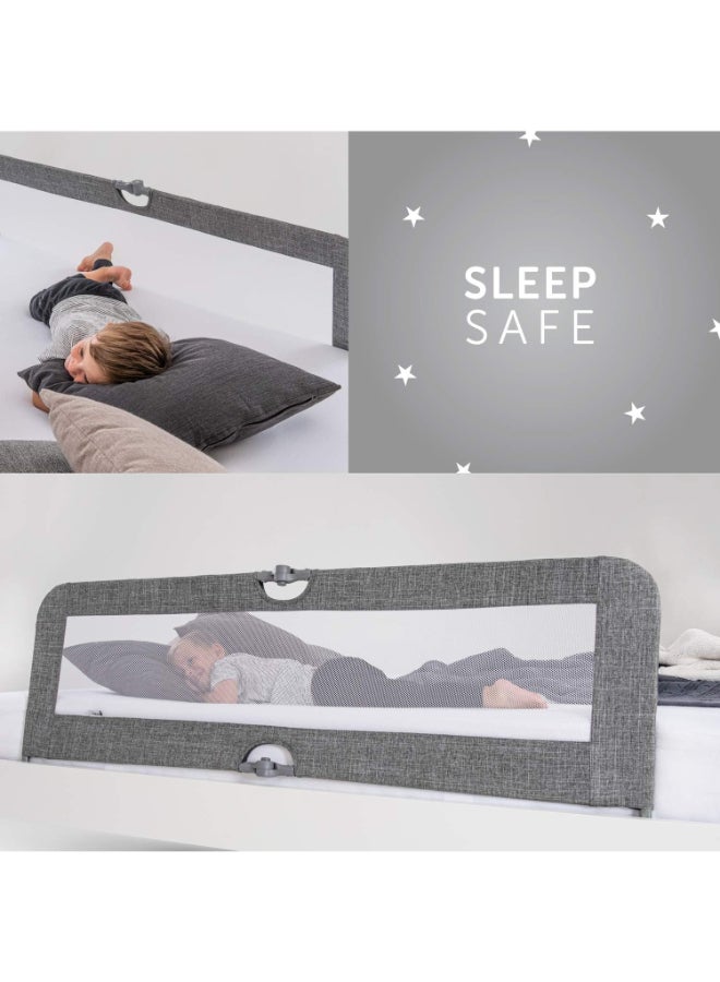 Sleep N Safe Plus Xl Bed Guard For Toddler, 150 X 50 X 44 Cm, Foldable Bed Rail For Travel 77 X 6 X 45 Cm - Grey