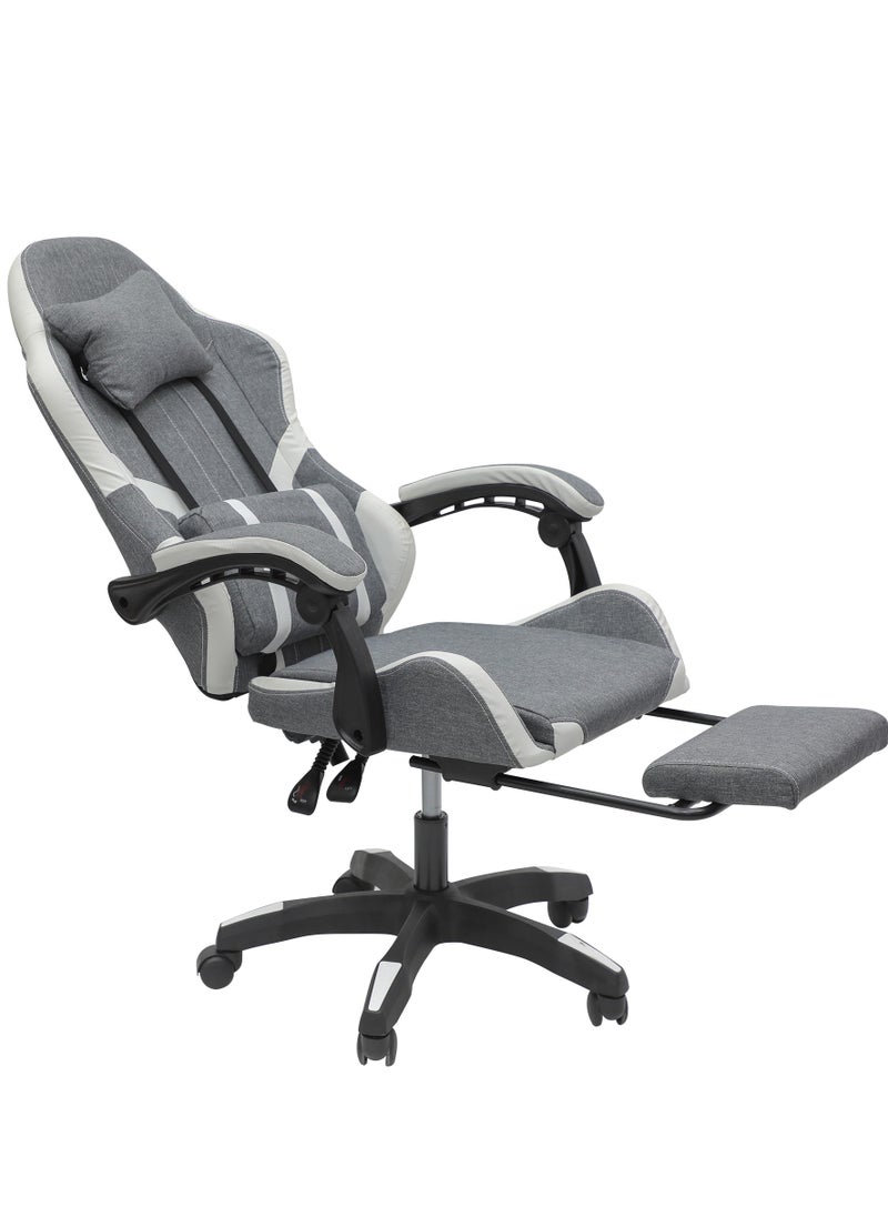 Best Executive Gaming Chair with retractable Footrest Modern design For Video Gaming Pc With adjustable Height and Fully Reclining Back And Head Rest For Adults MH-FR34-Grey