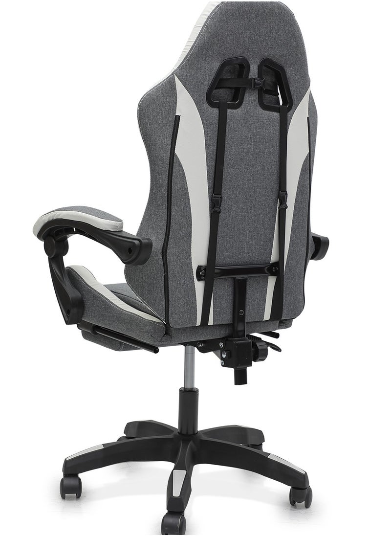 Best Executive Gaming Chair with retractable Footrest Modern design For Video Gaming Pc With adjustable Height and Fully Reclining Back And Head Rest For Adults MH-FR34-Grey