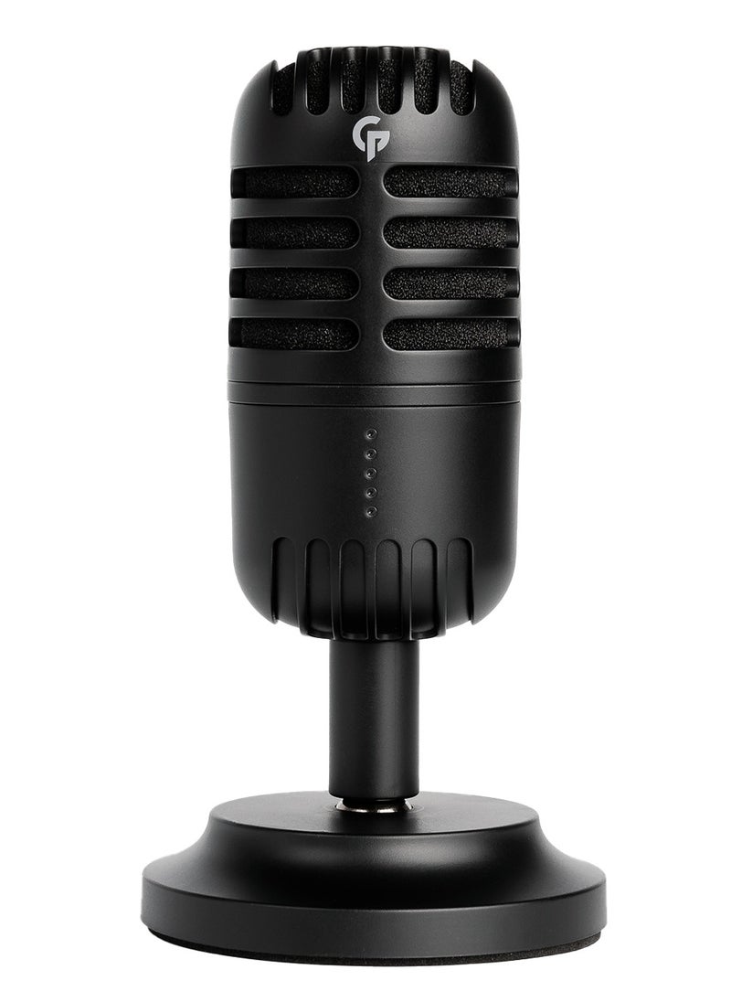 Professional Condenser Microphone with Studio Quality / Rotating Angle with Touch Mute /3.5mm Jack / USB-C Port / Compatible With iOS/Windows - Black