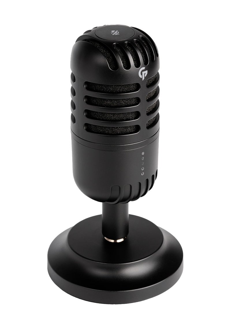 Professional Condenser Microphone with Studio Quality / Rotating Angle with Touch Mute /3.5mm Jack / USB-C Port / Compatible With iOS/Windows - Black