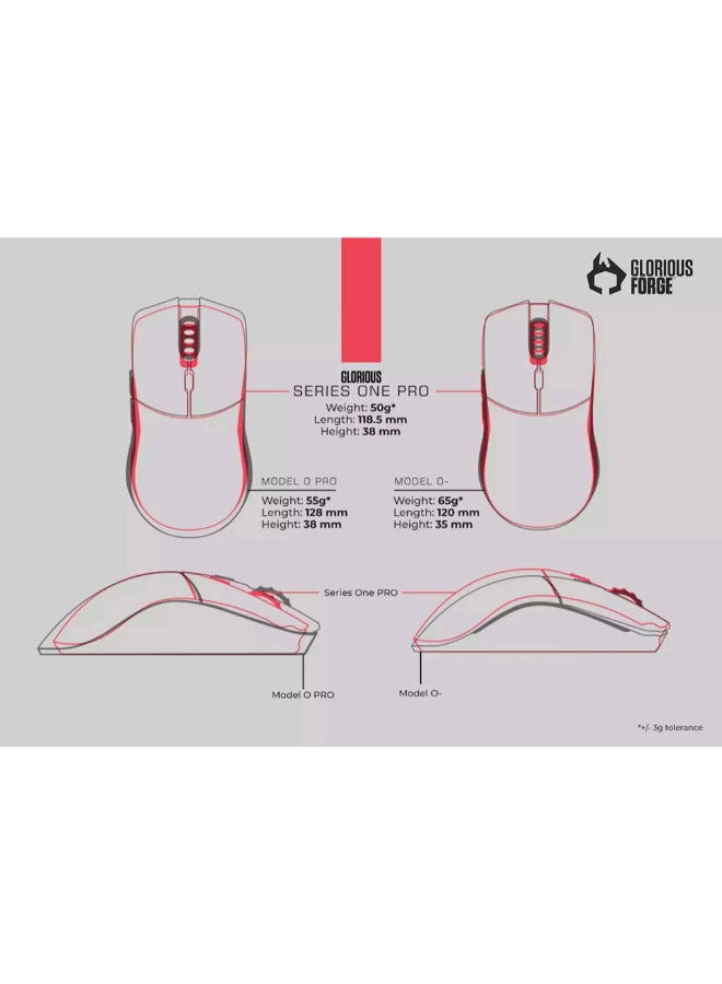 Series One Pro Wireless Lightweight Usb Optical Gaming Mouse, 100-19000 Dpi Range, 6 Total Butons, Up To 84H Of Battery Life, 80 Milion Clicks, Centauri, Gray/Gold-Forge