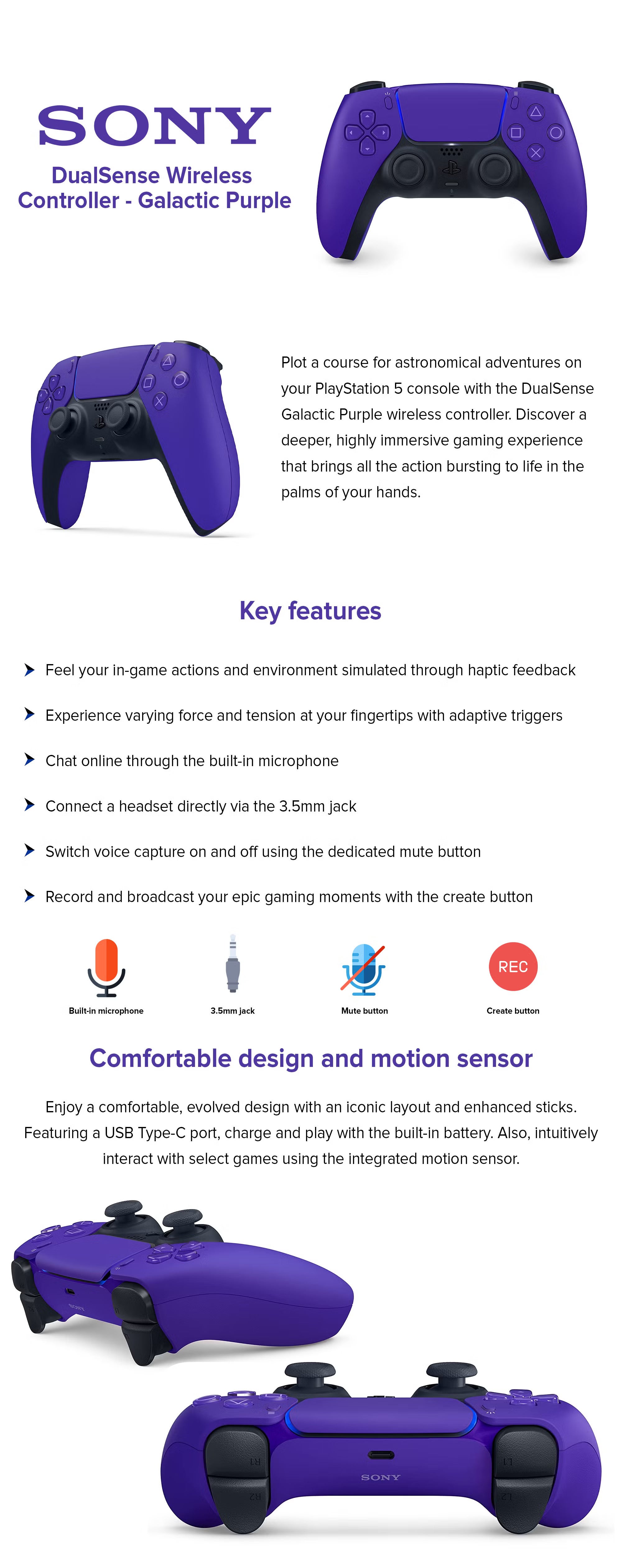 DualSense Wireless PS5 Controller - Purple (Official Version)