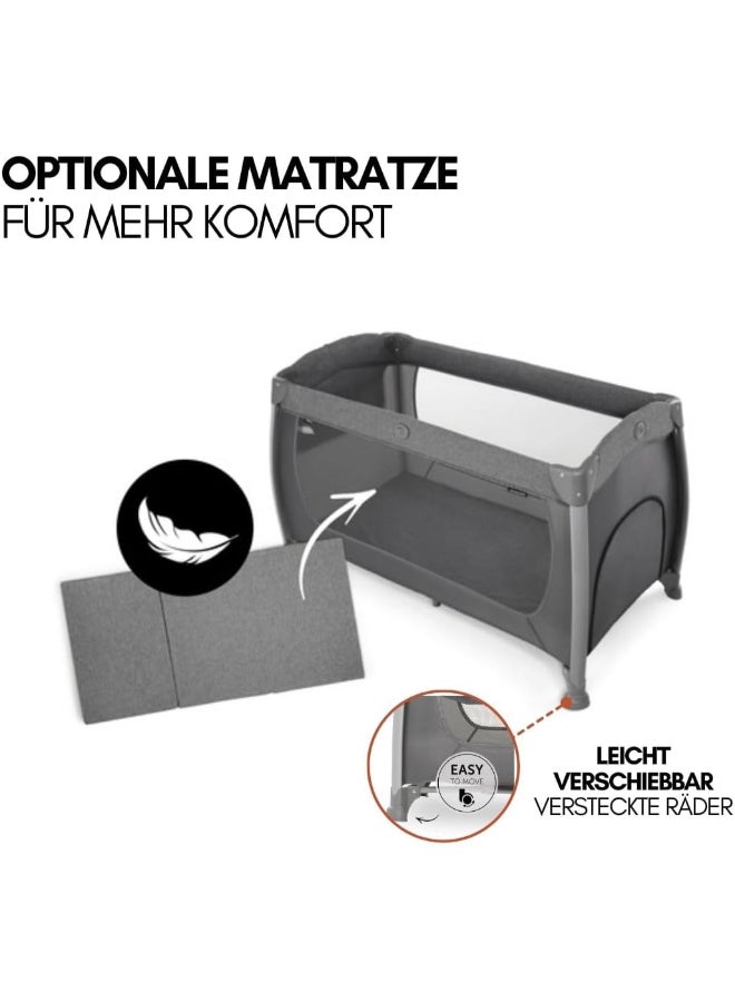 Play And Relax Center Travel Cot, Melange Charcoalfast Folding And Compact, With Changing Mat And Travel Bag, 120Cm X 60Cm, From Birth 15Kg