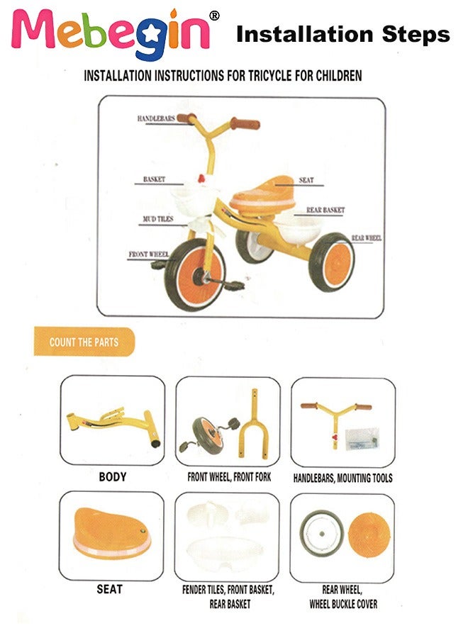 Kids Tricycles with Music and Light, Pedal Balance Bike with 3 Silence Wheels, Storage Basket and Pedals, Outdoor Ride-on Bikes, Suitable for a Wide Range of Roads, Ideal Gift for Kids