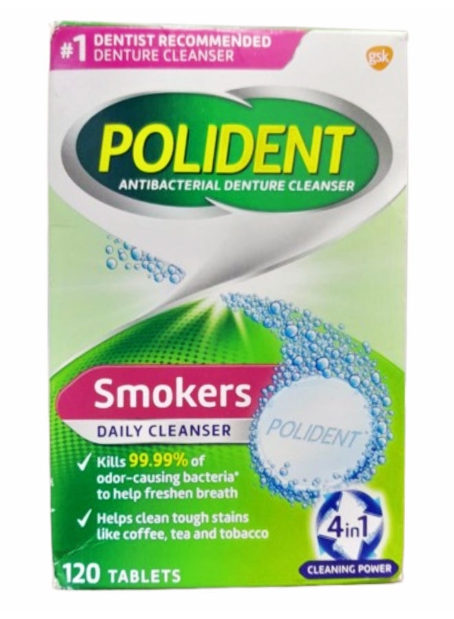 Smokers Antibacterial Denture Cleanser 120 Tablets