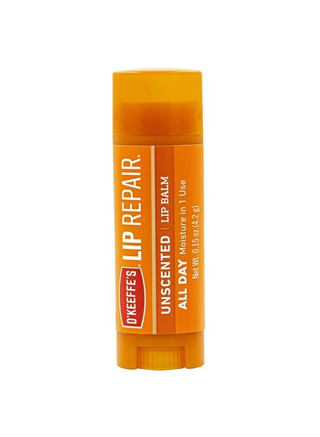 Unscented Lip Repair Lip Balm for Dry, Cracked Lips, Stick, Twin Pack