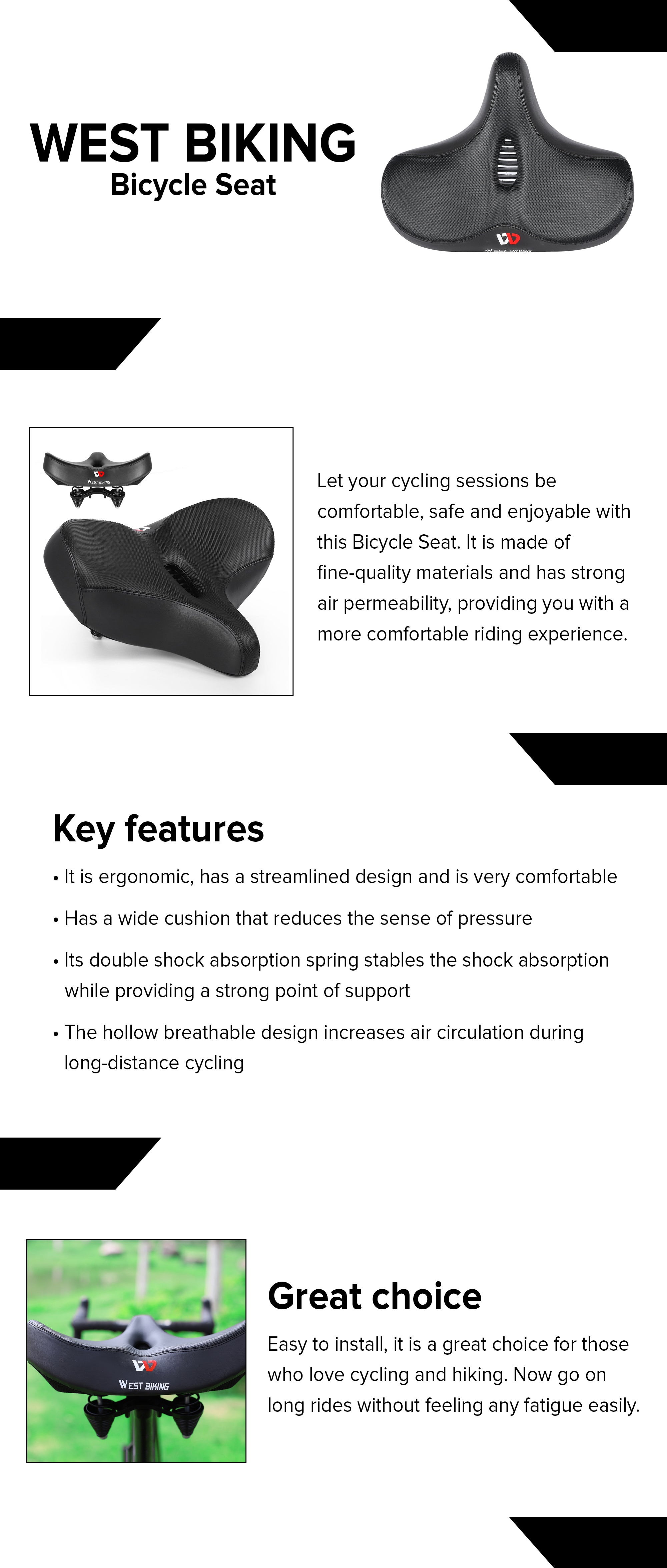 Bicycle Seat Black Hollow with Windshield