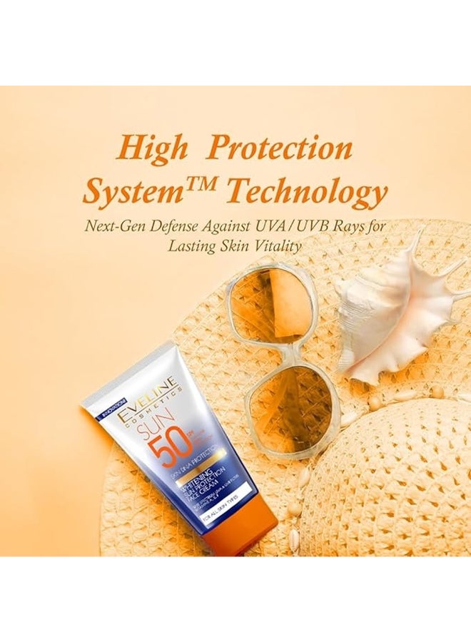 Eveline Cosmetics Whitening Sun Protection Face Cream, With Spf 50 & Skin Dna Protection 50ml