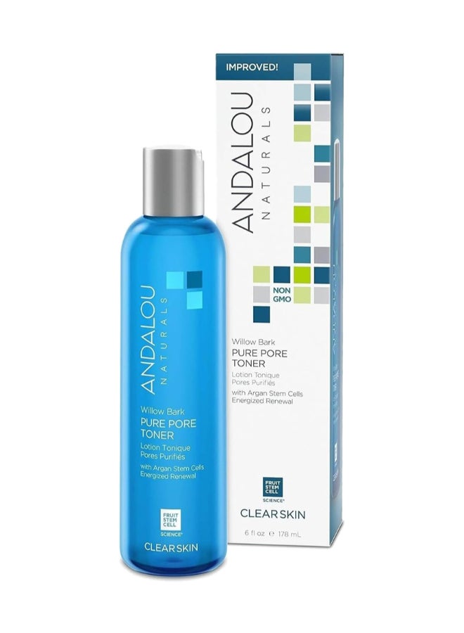 Andalou Naturals Willow Bark Pure Pore Toner, Infused With Argan Stem Cells, Pore-Purifying Lotion 180ml