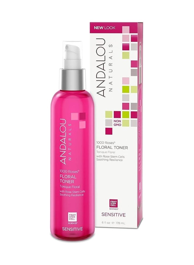 Andalou Naturals 1000 Roses Floral Toner, Infused With Rose Stem Cells, Soothing Resilience, Sensitive 178ml