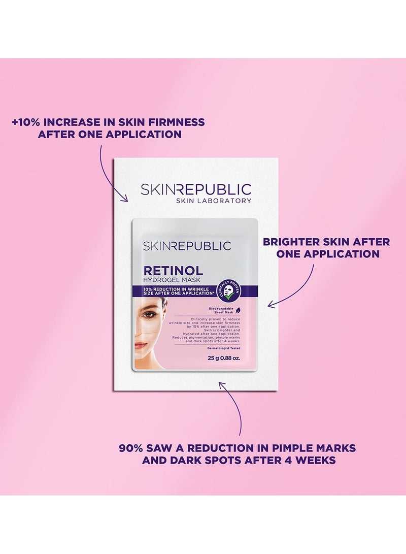 Anti-Aging Retinol Face Mask Sheet (3 Masks) with Niacinamide & Rice Water – Reduces Wrinkles, Pigmentation, Dark Spots & Pimple Marks, Improves Firmness, Brightens & Hydrates Skin