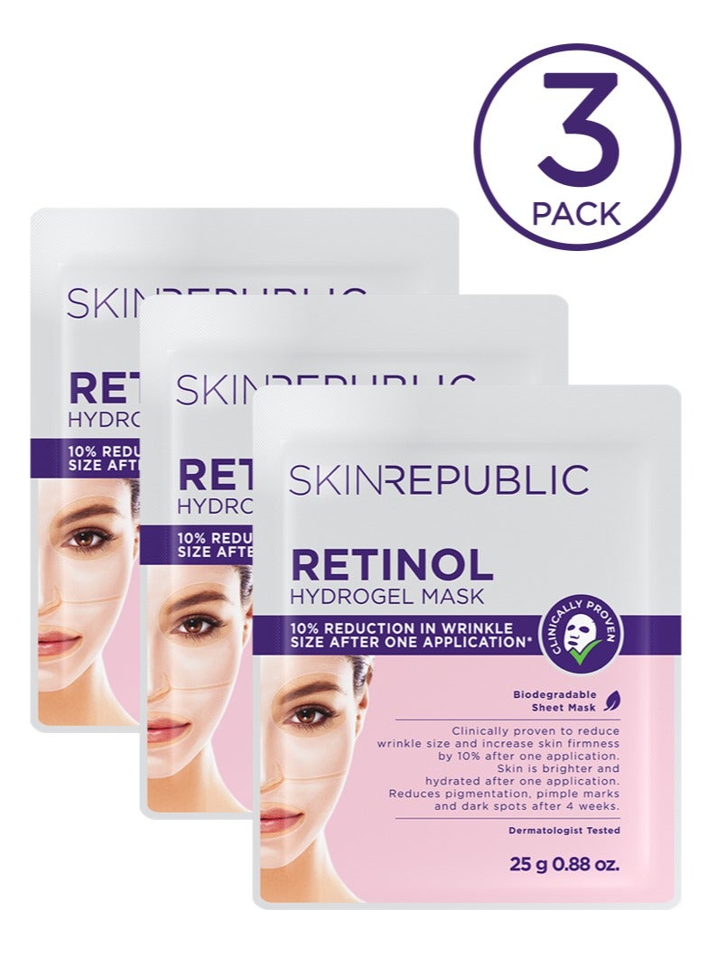 Anti-Aging Retinol Face Mask Sheet (3 Masks) with Niacinamide & Rice Water – Reduces Wrinkles, Pigmentation, Dark Spots & Pimple Marks, Improves Firmness, Brightens & Hydrates Skin