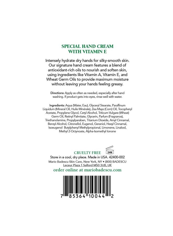 Unscented Hand Cream with Vitamin E for Men and Women, Non-Greasy, Light and Fast-Absorbing Hand Cream for Dry Cracked Hands, Ideal for All Skin Types, 3 Oz