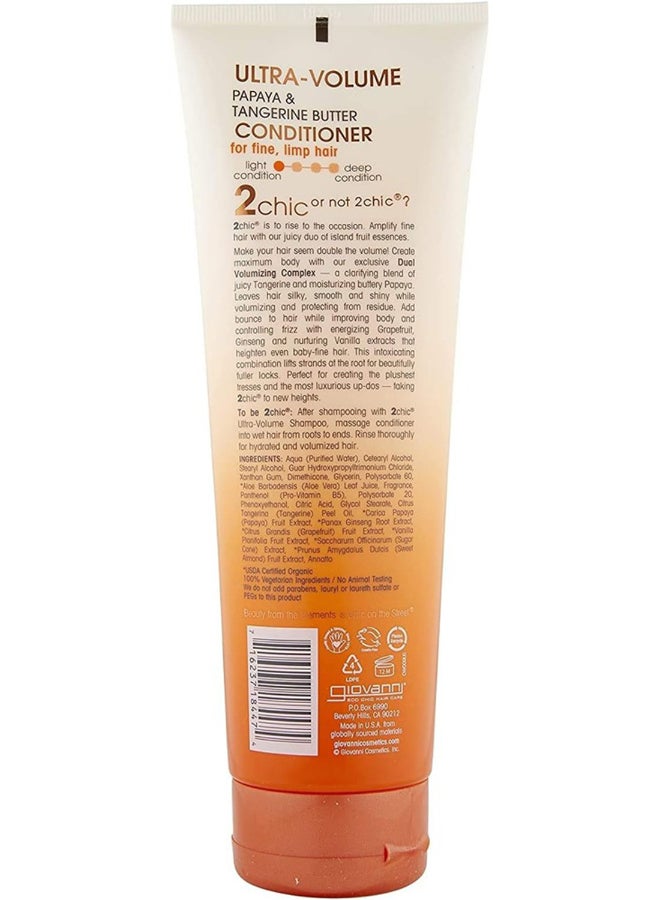 Giovanni 2Chic Ultra-Volume Conditioner, Infused With Papaya & Tangerine Butter, Hair Care 250ml