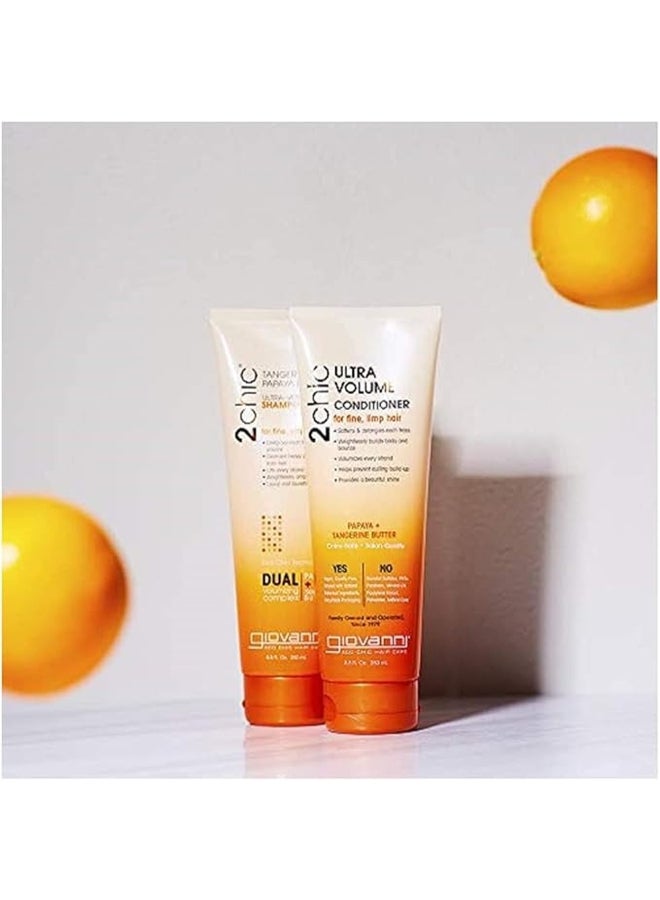 Giovanni 2Chic Ultra-Volume Conditioner, Infused With Papaya & Tangerine Butter, Hair Care 250ml