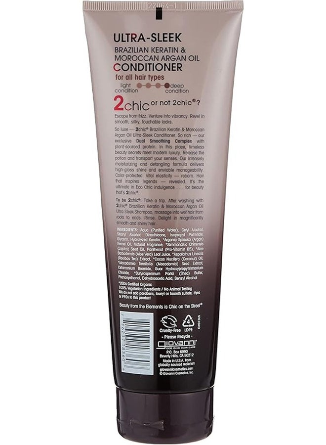 Giovanni 2Chic Ultra-Sleek Conditioner, Infused With Brazilian Keratin & Moroccan Argan Oil, Hair Care 250ml