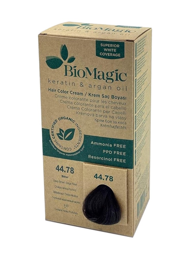 Biomagic Permanent Hair Color Cream, Superior White Coverage With Keratin & Argan Oil, Bitter, 44.78 44.78 Deep Brown Beige Pearl 170ml