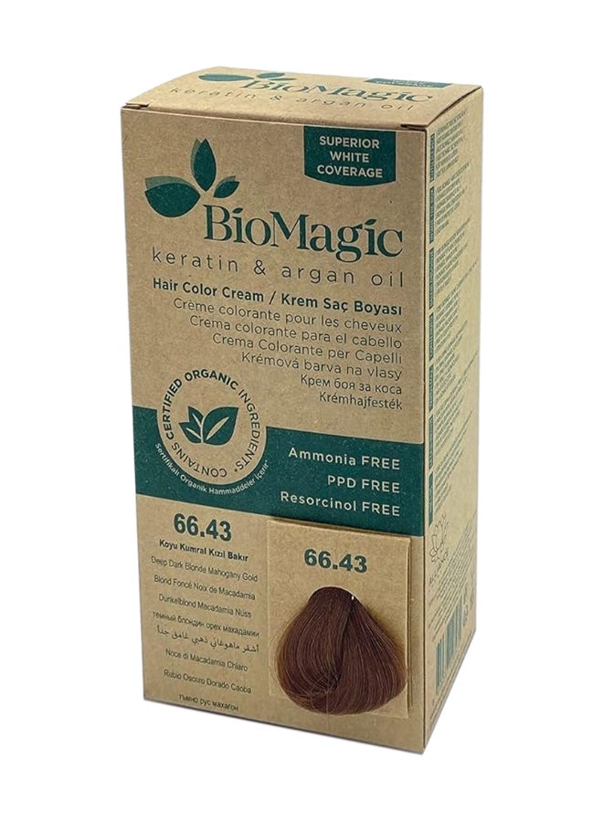 Biomagic Permanent Hair Color Cream, Superior White Coverage With Keratin & Argan Oil, Deep Dark Blonde Mahogany, 66.43 66.43 Deep Dark Blonde Mahogany Gold 170ml