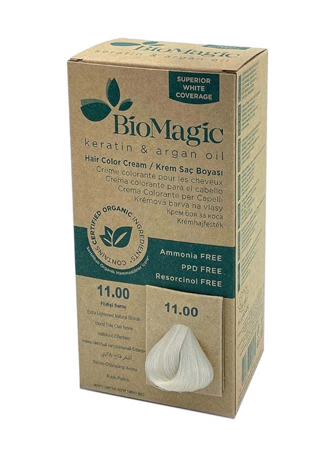 Biomagic Permanent Hair Color Cream, Superior White Coverage With Keratin & Argan Oil, Extra Light Natural Blonde, 11.00 11.00 Light Natural Blonde 170ml