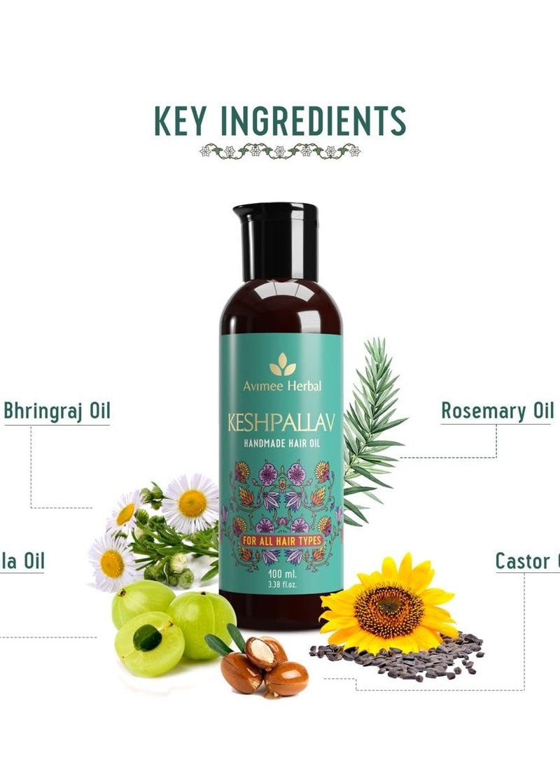 Avimee Herbal Keshpallav Hair Oil For Men And Women Reduces Hair Fall and Dandruff Promotes Hair Growth 100 Ml