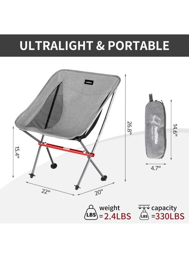 Yl05 Alu Folding Moon Chair | Extra-Wide Folding Chair | Lightweight, Durable Aluminum Frame, Supports 150 Kg, Non-Slip Feet | Grey