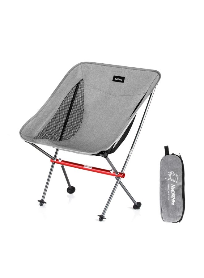 Yl05 Alu Folding Moon Chair | Extra-Wide Folding Chair | Lightweight, Durable Aluminum Frame, Supports 150 Kg, Non-Slip Feet | Grey