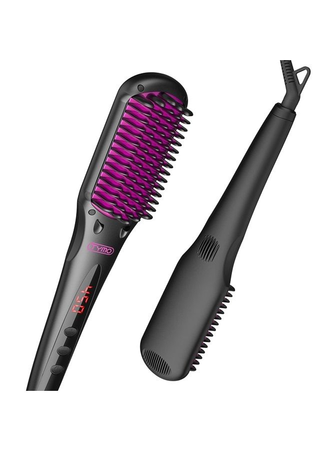 Hair Straightener Brush, TYMO One-Step Straightening Brush with 10M Negative Ions, Anti-Frizz Ceramic Hot Brush to Smooth Hair, 16 Temps with LCD Display, Anti-Scald Design Safety & Easy for All Ages