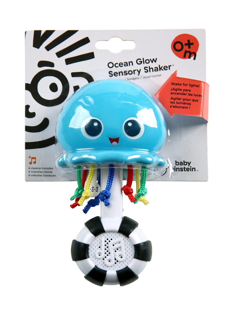 Ocean Glow Sensory Shaker Musical Toy, Color-Changing Lights & Classical Melodies, Easy-to-Grasp, Sensory Rattle for Babies Newborn+