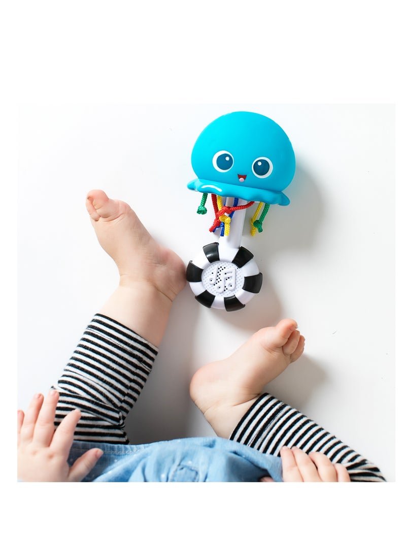 Ocean Glow Sensory Shaker Musical Toy, Color-Changing Lights & Classical Melodies, Easy-to-Grasp, Sensory Rattle for Babies Newborn+