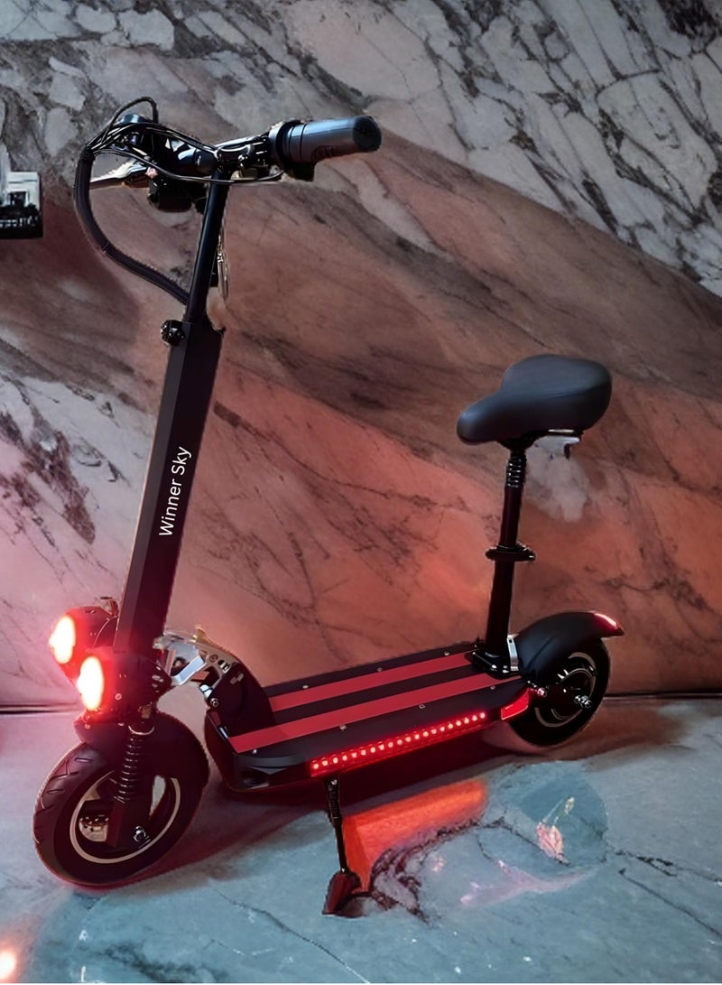 Electric Scooter E10 with 50km Mileage, 1000W Motor, Full Foldability, 48V 13Ah Battery, Improved Speed of 50km, and Anti-Theft Remote Control Red