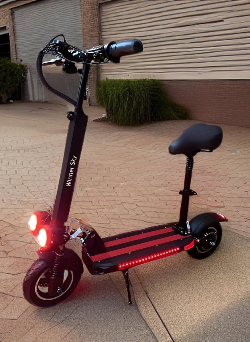 Electric Scooter E10 with 50km Mileage, 1000W Motor, Full Foldability, 48V 13Ah Battery, Improved Speed of 50km, and Anti-Theft Remote Control Red
