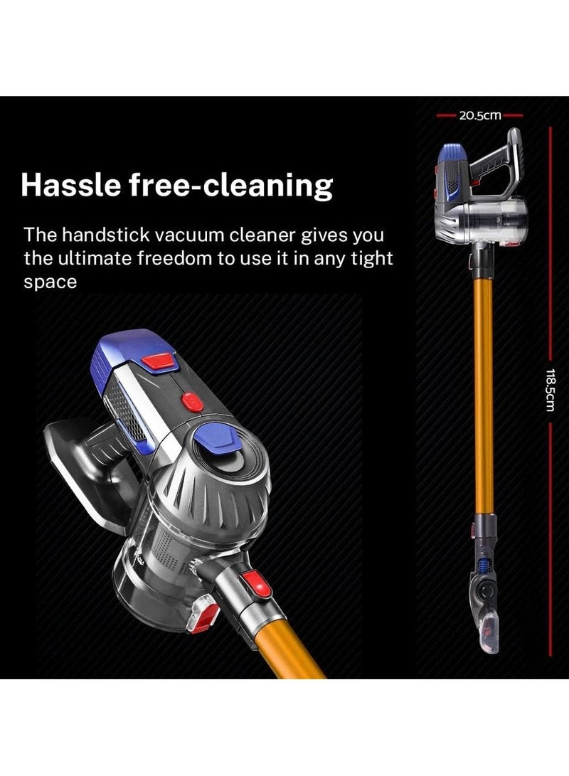 Cordless Vacuum Cleaner 4 in 1, Vacuum Cleaner Wireless for Home, Household Vacuum Cleaner w/ Battery, Stick Vacuum Cleaner Cordless with LED Lights for Dry Floor, Tile, Carpet - Gold