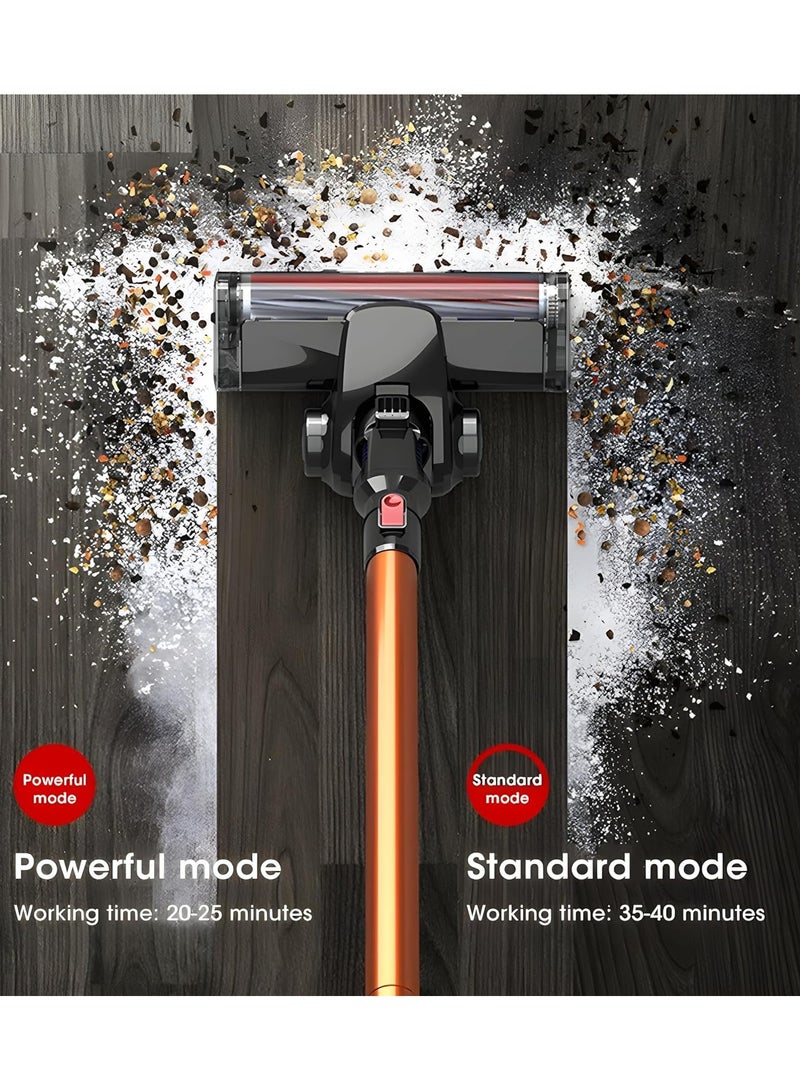 Cordless Vacuum Cleaner 4 in 1, Vacuum Cleaner Wireless for Home, Household Vacuum Cleaner w/ Battery, Stick Vacuum Cleaner Cordless with LED Lights for Dry Floor, Tile, Carpet - Gold