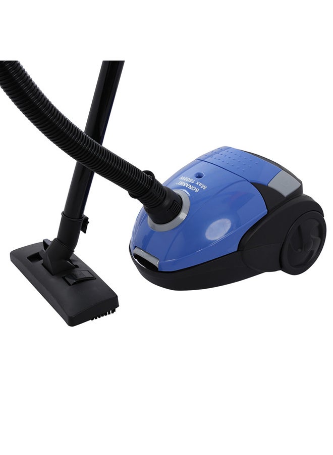 1.5L Canister Vacuum Cleaner | 2PC Plastic Insert Tube with Automatic Rewinding Wire | Lower Noise Design with Washable Cloth Dust Bag | Powerful Performance 1.5 L 1600 W SVC-9024 Black/Blue