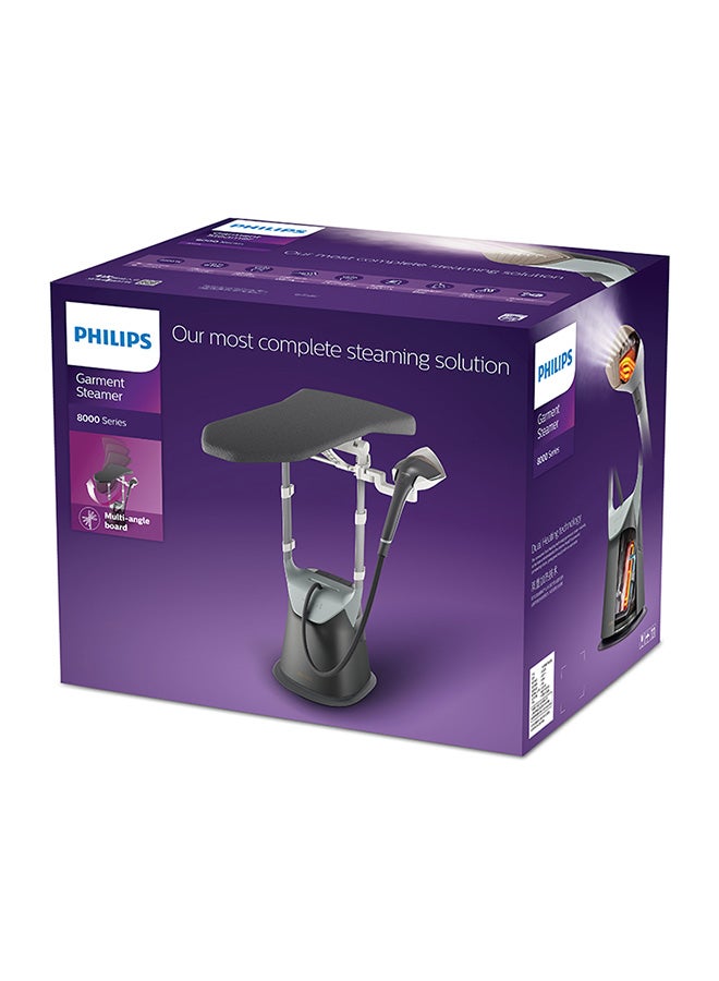 All-in-One Ironing Solution 8000 Series - 90g/min Continuous Steam, 5+ ECO Steam Settings, Tilting StyleBoard & Integrated Wheels, 2200 W GC628/86 Grey/White