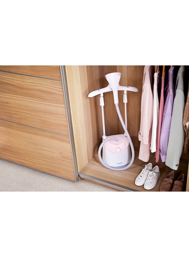 Stand Steamer - 35g/min Continuous Steam, 2 Steam Settings, Garment Hanger, Adjustable Height, 1.4 L 1800 W GC485/46 White/Pink