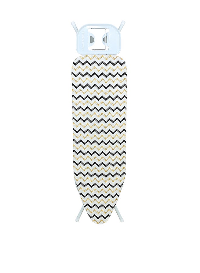 Ironing Board Suitable For Steam And Conventional Ironing Heavy Adjustment Liver Fold Flat For Storage 100 Percent Cotton Cover With Foam Pads Light Weight Easy To Carry 147x38x90 Cm