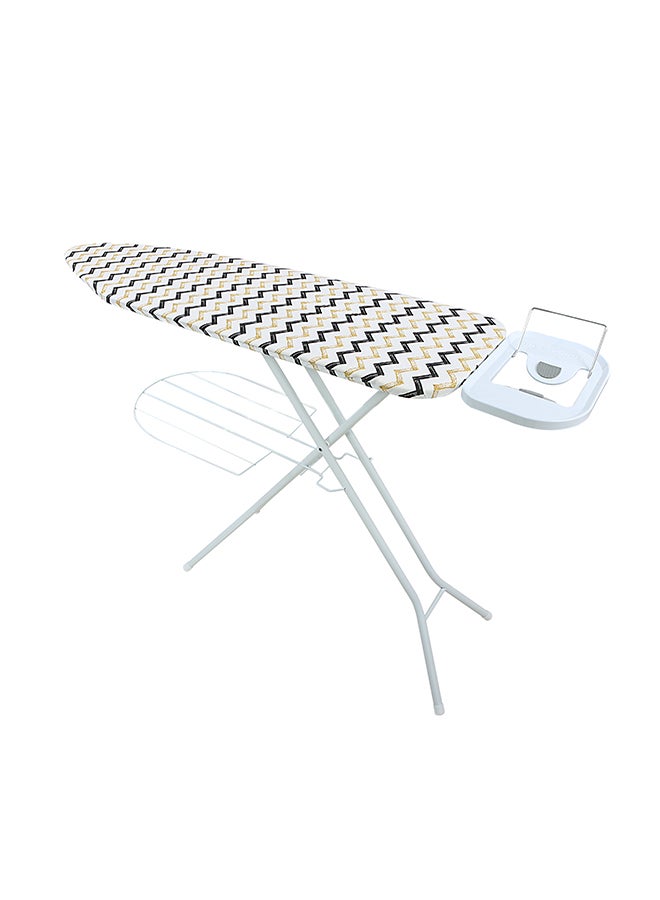 Ironing Board Suitable For Steam And Conventional Ironing Heavy Adjustment Liver Fold Flat For Storage 100 Percent Cotton Cover With Foam Pads Light Weight Easy To Carry 147x38x90 Cm