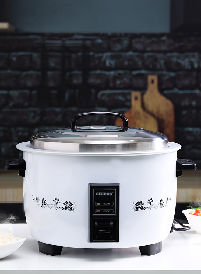 8 L Commercial Rice Cooker, Durable Construction, Removable Non-Stick Aluminum Pot, Cool Touch Handle, Includes Cook, Keep Warm Functions, With Stainless Steel Lid, Aluminum Inner Steamer, Perfect For Quinoa, Risotto, Vegetables, Soups, Sauces, Eggs, Etc. 2 Years Warranty Grc4322H 8 L 2500 W GRC4322H White