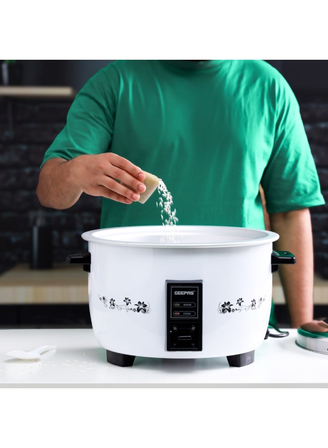 4.2 L Commercial Rice Cooker| Durable Construction,  Removable Non-Stick Aluminum Pot, Cool Touch Handle| Includes Cook, Keep Warm Functions, with Stainless Steel Lid, Aluminum Inner Steamer| Perfect for Quinoa, Risotto, Vegetables, Soups, Sauces, Eggs, etc.| 2 Years Warranty 4.2 L 1600 W GRC4321 Green