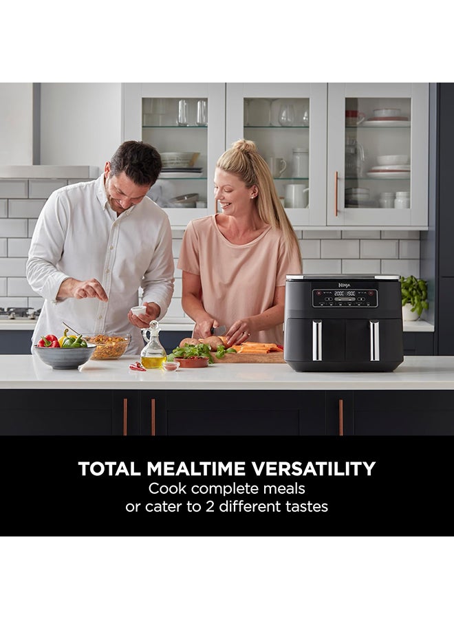 Foodi Dual Zone Digital Air Fryer, 2 Drawers, 7.6L, 6-In-1, Uses No Oil, Air Fry, Max Crisp, Roast, Bake, Reheat, Dehydrate, Cooks 4-6 Portions, Non-Stick, Dishwasher Safe Baskets 7.6 L 2470 W AF300ME/AF300EU Black