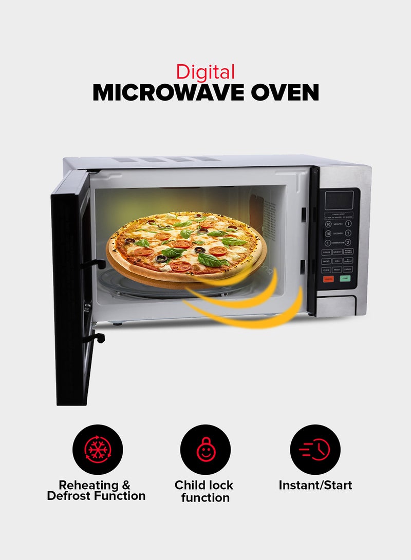 Digital Microwave Oven | Ideal For Grilling-Roasting-Heating 30 L 1000 W GMO1897 Silver & Black