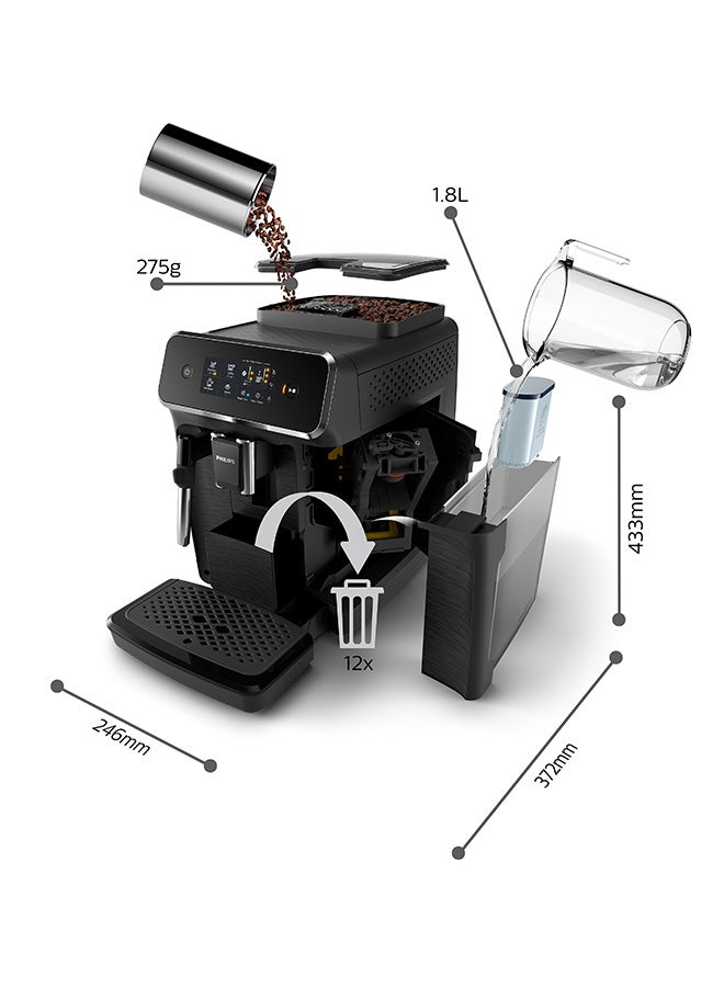 Fully Automatic Espresso Machine Series 2200 - Classic Milk Frother, Touch Screen Display, 2 Beverages 1.8 L 1500 W EP2220/10 Black