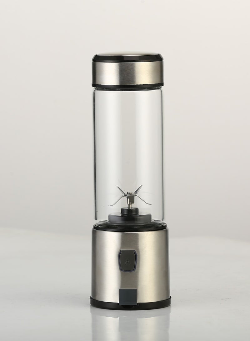 Portable 6 Stainless Steel Blades Juicer 126W Motor with 450ml Glass Container/2500mAh x2 Battery/ Up to 15 Drinks Per Charge - Silver